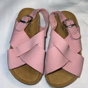 Camelot footbed-style sandals, pink, size 6, never worn, purchased in Europe